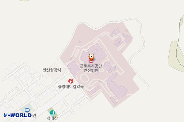 안산시 근로복지공단안산병원 위치 지도 — 경기도 안산시 상록구 구룡로 87