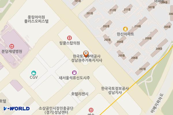성남시 야베스밸리 위치 지도 — 경기도 성남시 분당구 서현로192