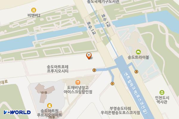 인천시 연수구 아트포레푸르지오 위치 지도 — 인천광역시 연수구 인천타워대로 257