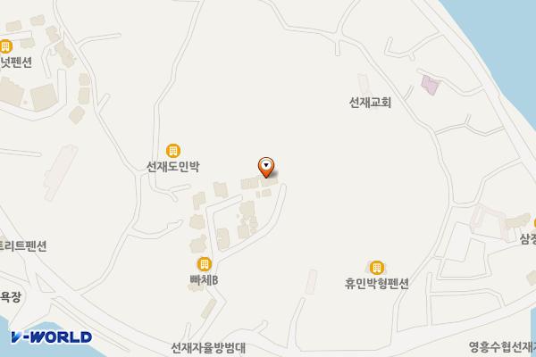 인천시 옹진군 갤러리스파펜션 위치 지도 — 인천광역시 옹진군 영흥면 선재로 38-47