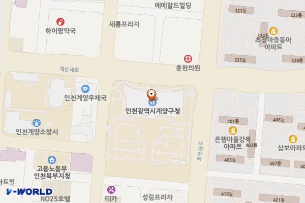 인천시 계양구 계양구청 위치 지도 — 인천광역시 계양구 계산새로 88