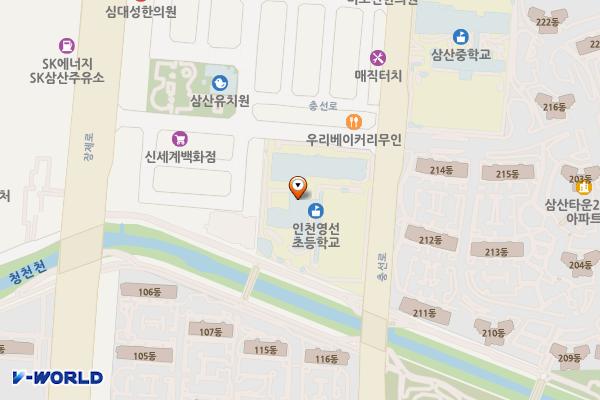 인천시 부평구 인천영선초등학교 위치 지도 — 인천광역시 부평구 충선로 293