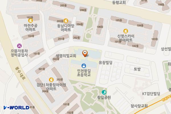 인천시 서구 왕길초등학교 위치 지도 — 인천광역시 검단구 봉수대로1440번길 20