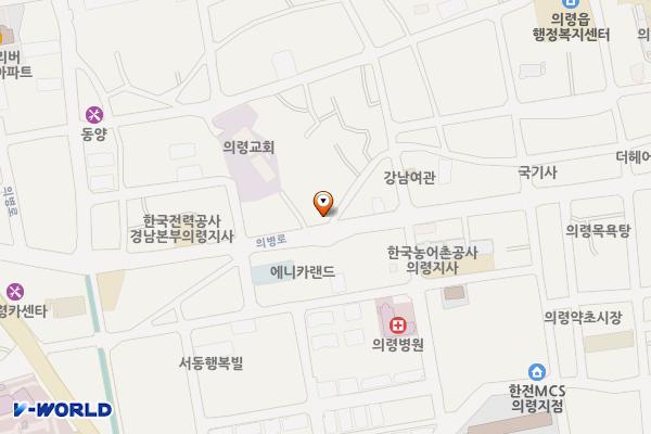 의령읍 서동 공영주차장 위치 지도 — 경상남도 의령군 의령읍 의병로 195