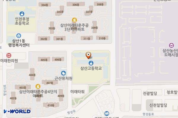 인천시 부평구 삼산고등학교 위치 지도 — 인천광역시 부평구 영성중로 54