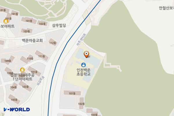 인천시 부평구 인천백운초등학교 위치 지도 — 인천광역시 부평구 아트센터로 130