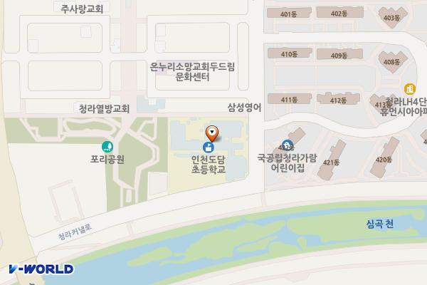 인천시 서구 도담초등학교 위치 지도 — 인천광역시 서해구 청라커낼로 217