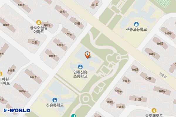 인천시 연수구 신송초등학교 위치 지도 — 인천광역시 연수구 해돋이로56번길 28