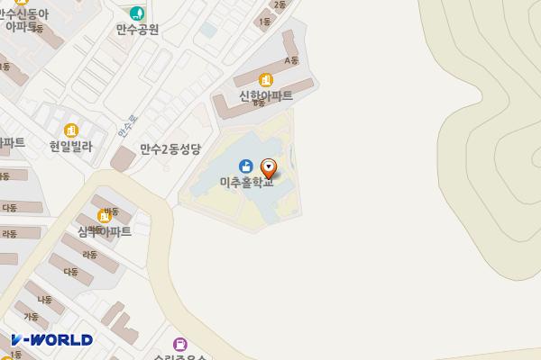 인천시 남동구 미추홀학교 위치 지도 — 인천광역시 남동구 수현로136번길 16