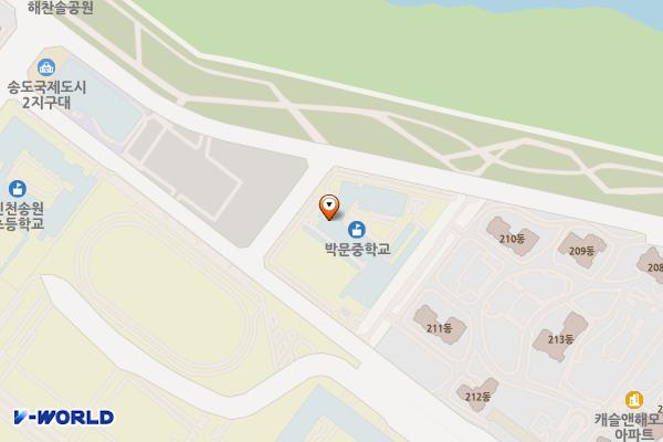 인천시 연수구 박문중학교 위치 지도 — 인천광역시 연수구 송도과학로51번길 102