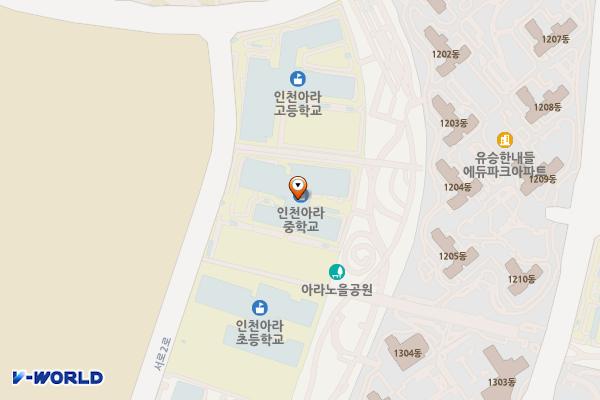 인천시 서구 인천아라중학교 위치 지도 — 인천광역시 검단구 서로2로 50 (당하동)