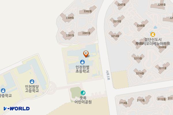 인천시 서구 인천한별초등학교 위치 지도 — 인천광역시 검단구 서로3로 201 (원당동)