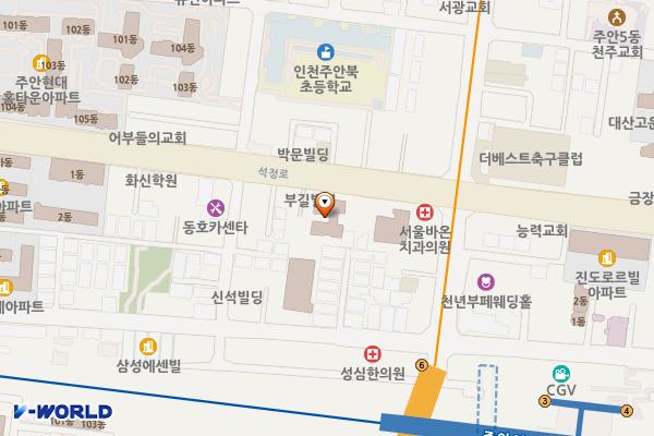 인천시 미추홀구 프리마벨라 위치 지도 — 인천광역시 미추홀구 석정로 384