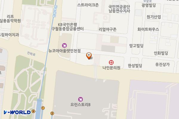 인천시 남동구 푸른메디컬빌딩 위치 지도 — 인천광역시 남동구 인하로 497-5