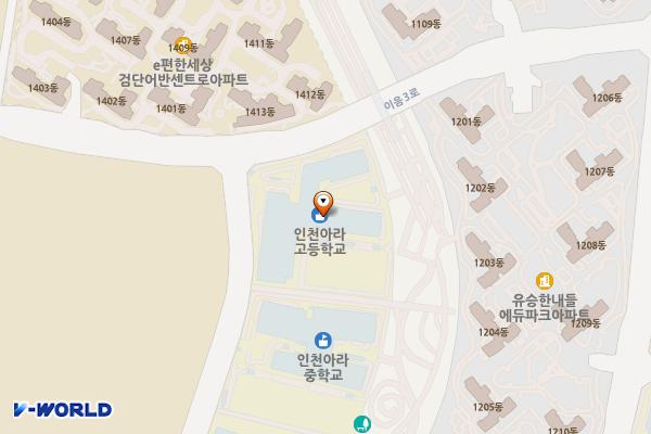 인천시 서구 인천아라고등학교 위치 지도 — 인천광역시 검단구 서로2로 62