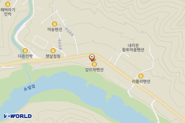 인제군 강뜨락팬션 위치 지도 — 강원특별자치도 인제군 인제읍 내린천로 6227