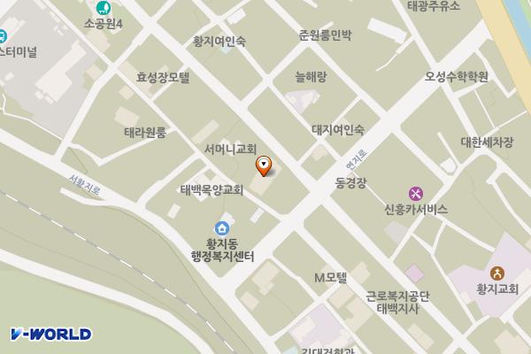 태백시 J1무인텔 위치 지도 — 강원특별자치도 태백시 황지로 201