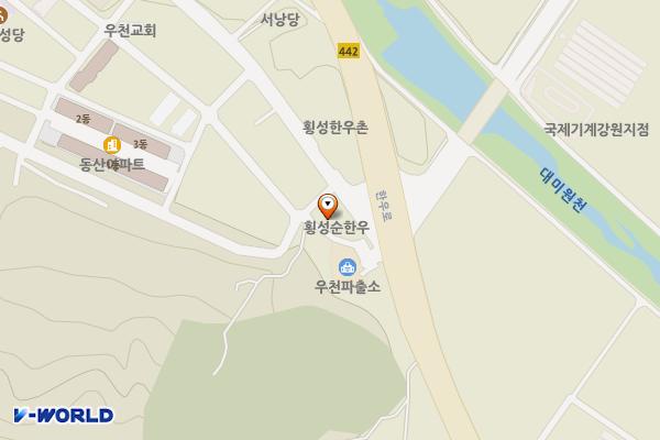 횡성군 횡성순한우셀프식당 위치 지도 — 강원특별자치도 횡성군 우천면 수남로 386