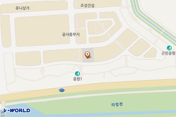 의령 동동지구 주차장2 위치 지도 — 경상남도 의령군 의령읍 동동리 1633