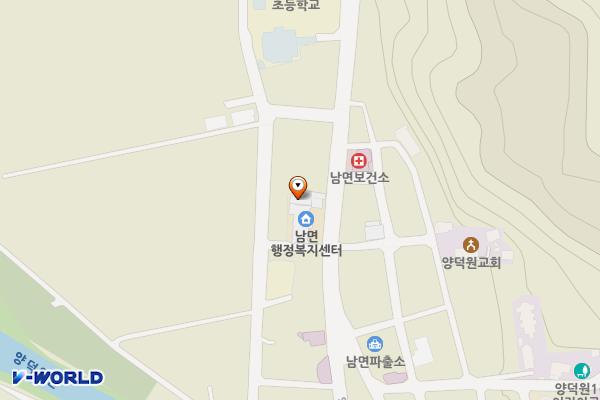 홍천군 남면사무소 위치 지도 — 강원특별자치도 홍천군 남면 양덕원로 97