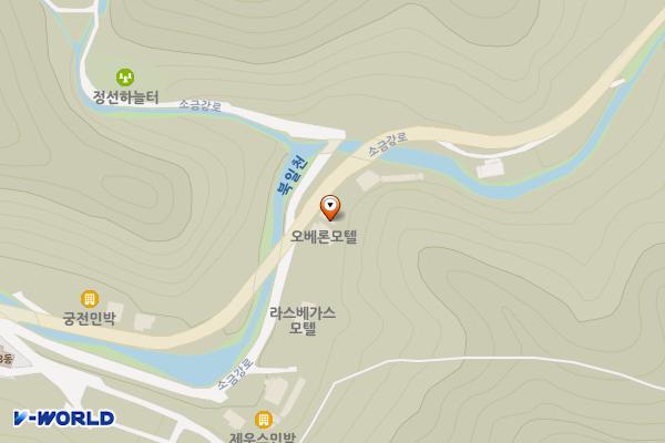 정선군 오베론모텔 위치 지도 — 강원도 정선군 사북읍 소금강로 3497