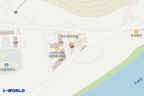 춘천시 모텔샤인 위치 지도 — 강원특별자치도 춘천시 신북읍 신샘밭로 743