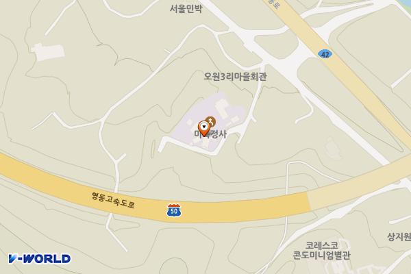 횡성군 미륵정사사찰 위치 지도 — 강원특별자치도 횡성군 우천면 전재로210번길 1-20