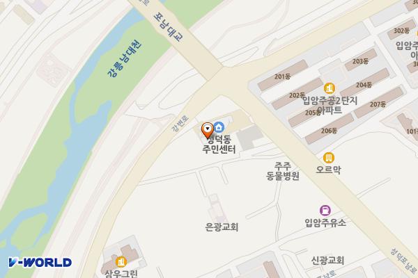 강릉시 성덕동주민센터주차장 위치 지도 — 강원특별자치도 강릉시 성덕포남로 115
