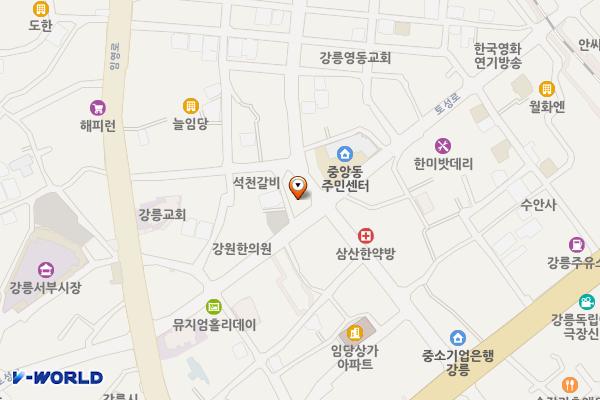 강릉시 손병욱베이커리근처주차장 위치 지도 — 강원특별자치도 강릉시 토성로 157