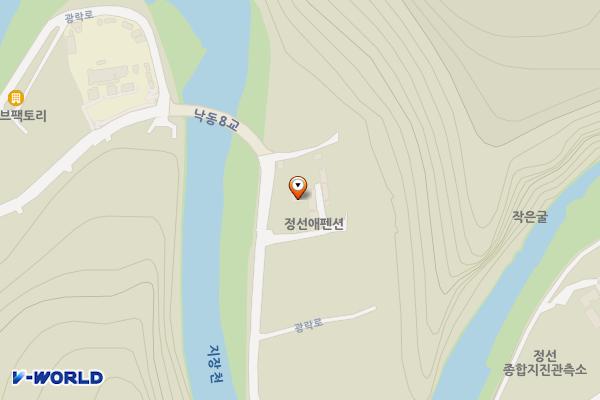 정선군 정선애펜션N캠핑장 위치 지도 — 강원특별자치도 정선군 남면 광락로 476-5