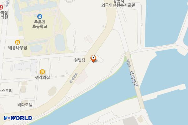 강릉시 신리천둔치주차장 위치 지도 — 강원특별자치도 강릉시 주문진읍 신리천로 19