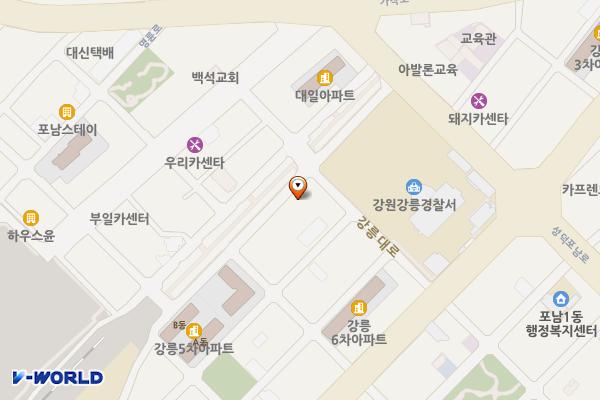 강릉시 강릉경찰서뒤편주차장 위치 지도 — 강원특별자치도 강릉시 강릉대로313번길 64