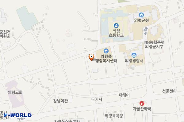 상동우수저류시설 주차장 위치 지도 — 경상남도 의령군 의령읍 서동리 413-1