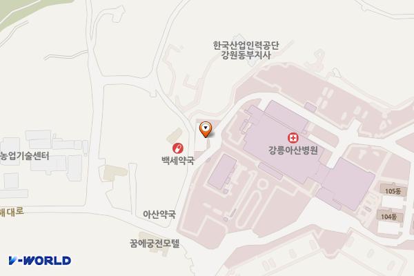 강릉시 강릉아산병원P5 위치 지도 — 강원특별자치도 강릉시 방동길 36