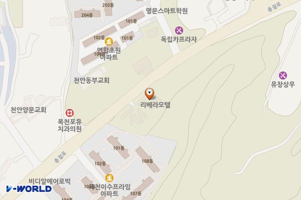 천안시 리베라모텔 위치 지도 — 충청남도 천안시 동남구 목천읍 충절로 908