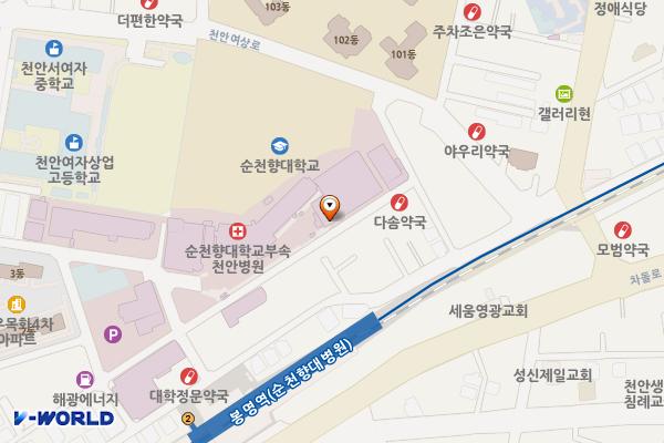 천안시 순천향대학교천안병원 위치 지도 — 충청남도 천안시 동남구 순천향6길 31