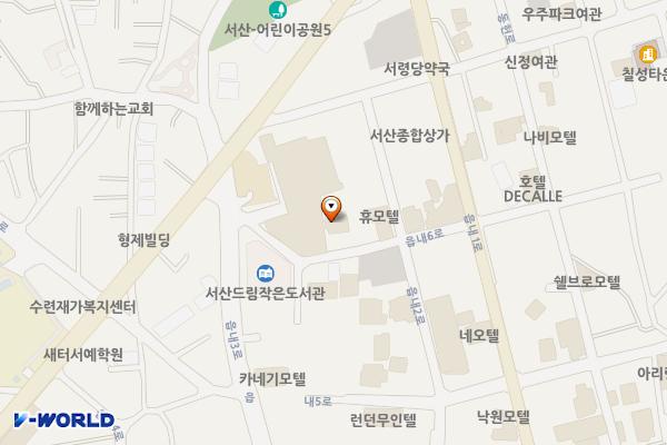 서산시 프리마모텔 위치 지도 — 충청남도 서산시 읍내6로 13-1