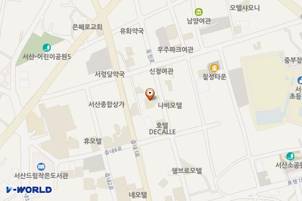 서산시 필모텔 위치 지도 — 충청남도 서산시 동헌로 119