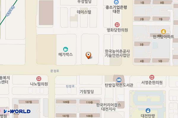대전시 중구 세이탄방점 위치 지도 — 대전광역시 서구 문정로 85
