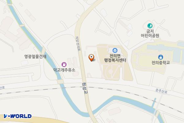 세종시 전의면복합커뮤니티센터 위치 지도 — 세종특별자치시 전의면 운주산로 1276
