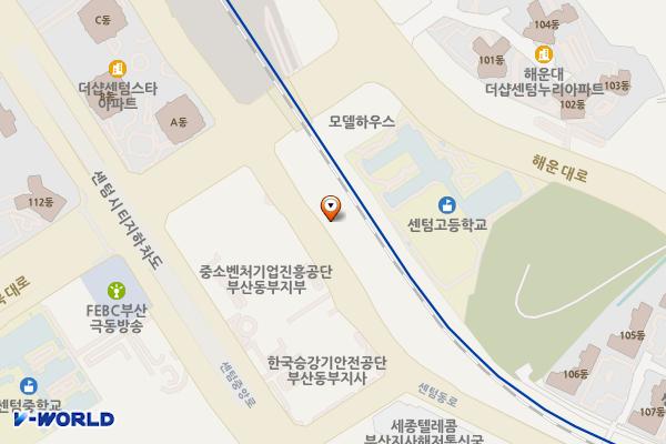 부산시 해운대구 센텀필상가1관 위치 지도 — 부산광역시 해운대구 센텀동로 102