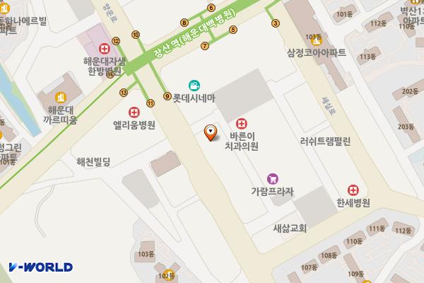 부산시 해운대구 SK허브올리브오피스텔 위치 지도 — 부산광역시 해운대구 양운로 56