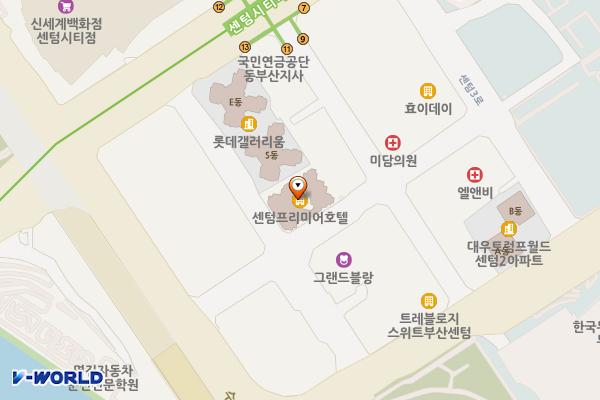 부산시 해운대구 센텀프리미어호텔 위치 지도 — 부산광역시 해운대구 센텀1로 17