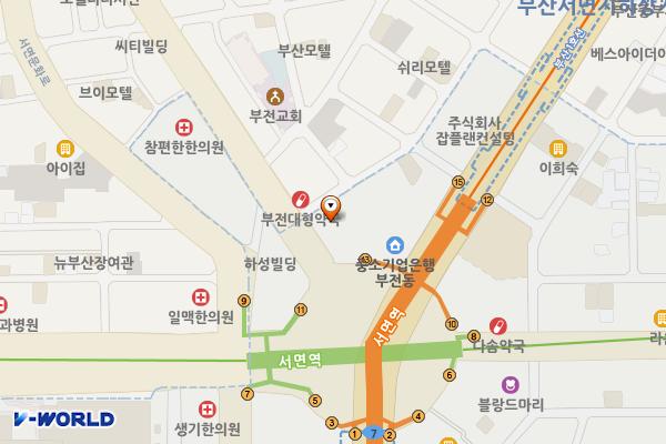 부산시 부산진구 신한은행서면지점 위치 지도 — 부산광역시 부산진구 새싹로 6
