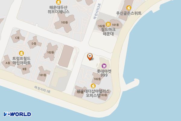 부산시 해운대구 카이저빌오피스텔 위치 지도 — 부산광역시 해운대구 마린시티3로 39
