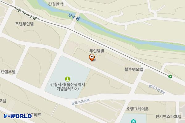 울산시 울주군  더뱀부호텔 위치 지도 — 울산광역시 울주군 상북면 알프스온천4길 16