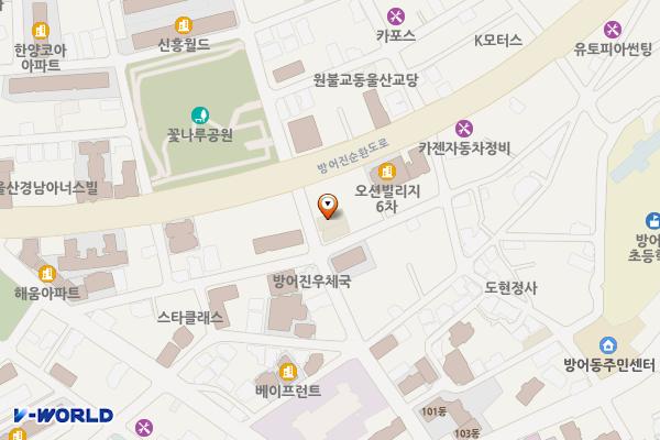 울산시 남구 그랜드젬호텔 위치 지도 — 울산광역시 동구 북진5길 38