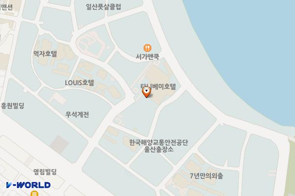 울산시 동구 타니베이호텔 위치 지도 — 울산광역시 동구 해수욕장5길 43