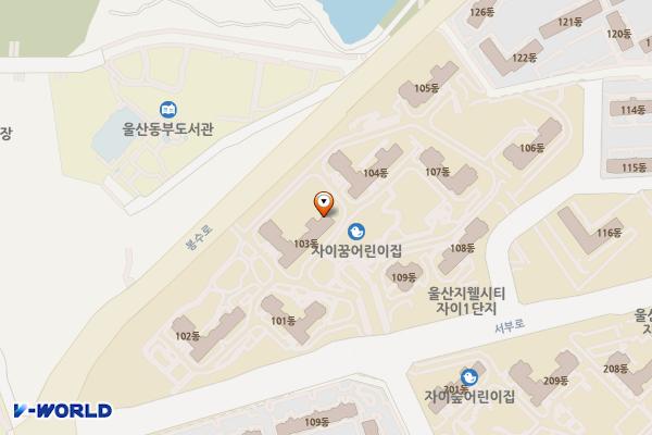 울산시 동구 지웰시티자이1단지지하1층 위치 지도 — 울산광역시 동구 서부로 50