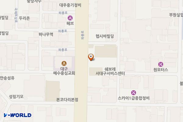 대구시 서구 쉐보레서대구서비스센터 위치 지도 — 대구광역시 서구 와룡로 376